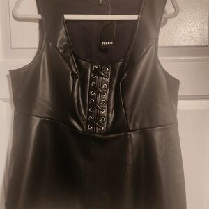 Torrid Black Faux Leather Lace-Up Top